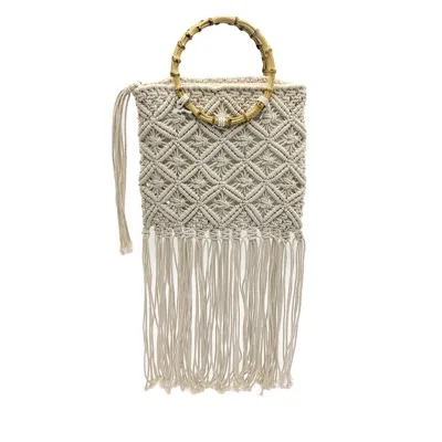 Bolsa de crochê de bambu média