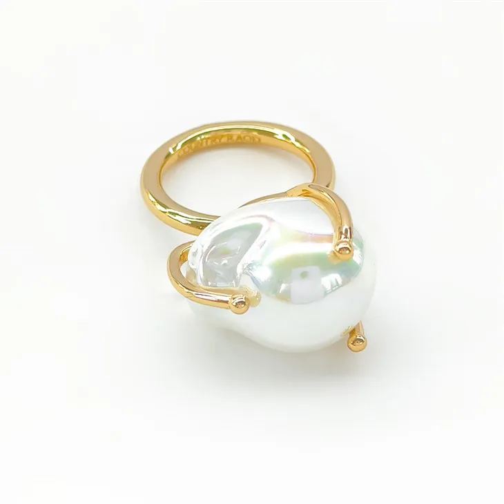 Gold Heart Pearl Ring
